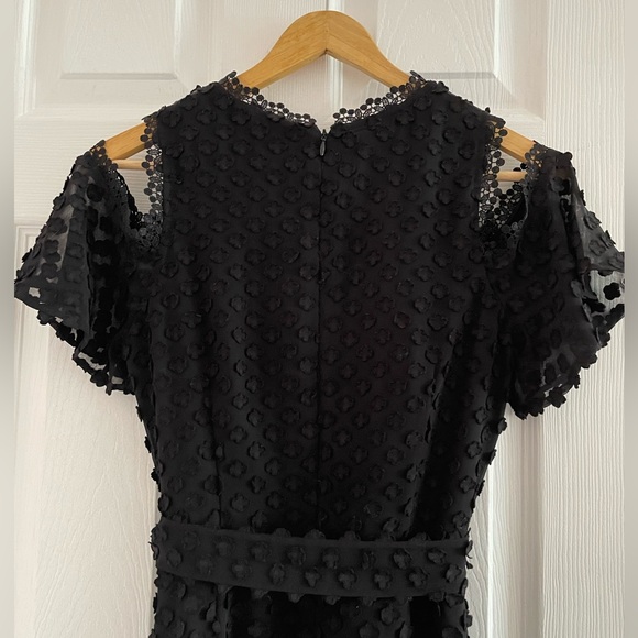 Ivanka Trump Black Cold Shoulders Flower Appliqué Dress Size 2 - Picture 5 of 10